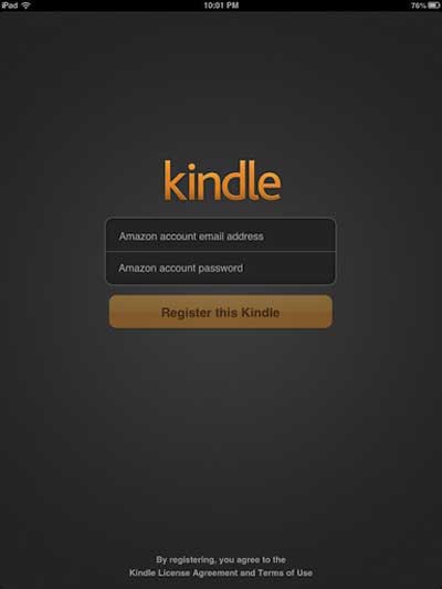 register kindle app