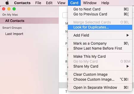 remove duplicate contacts iphone with mac contacts app