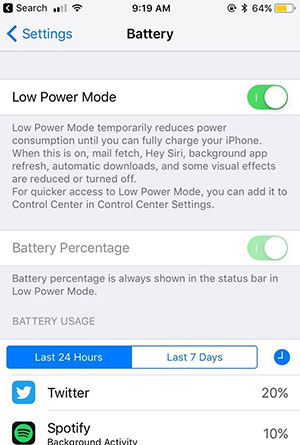 enable low power mode