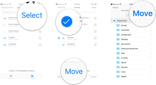 how to move files in icloud drive