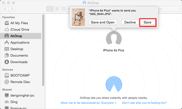 how to upload photos from phone to computer with airdrop