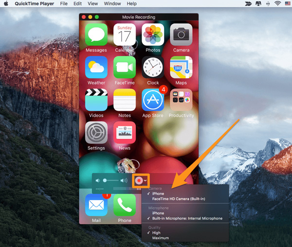 record iphone screen with quicktime player