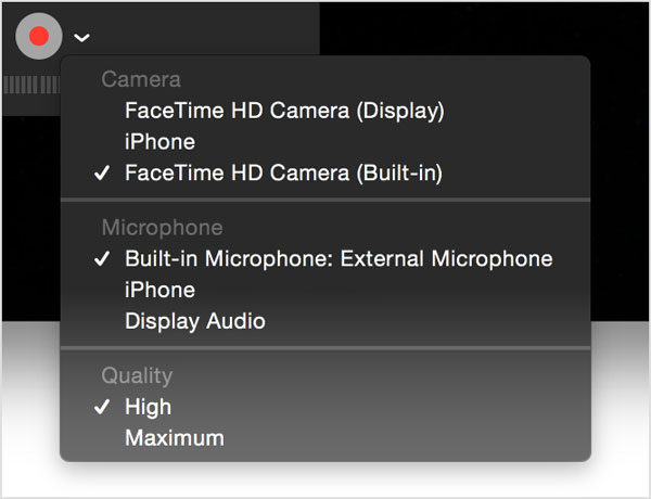 customize the recording settings