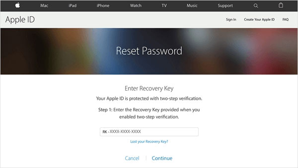 how to recover icloud password via recovery key