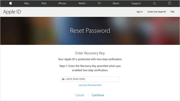 enter recovery key