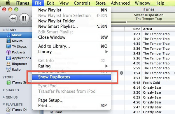 delete duplicate files on itunes