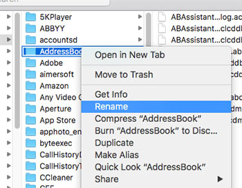 rename addressbook folder to fix contacts not syncing to mac