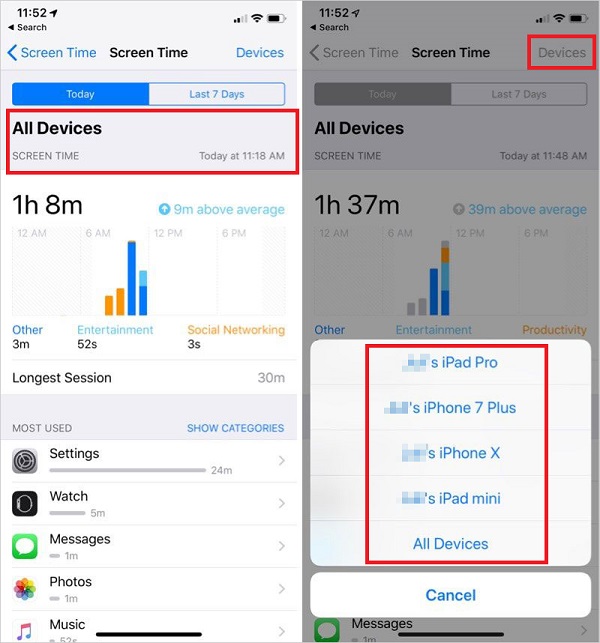 screen time syncing in ios 12