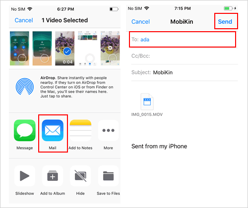 email iphone videos to iphone