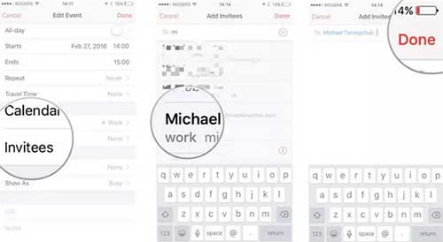 how to share an event in calendar on iphone