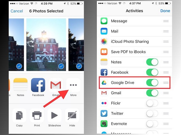 share iphone pictures to google drive