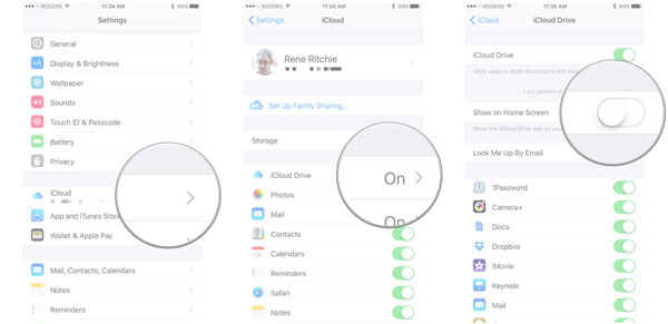 how to show icloud drive on home screen
