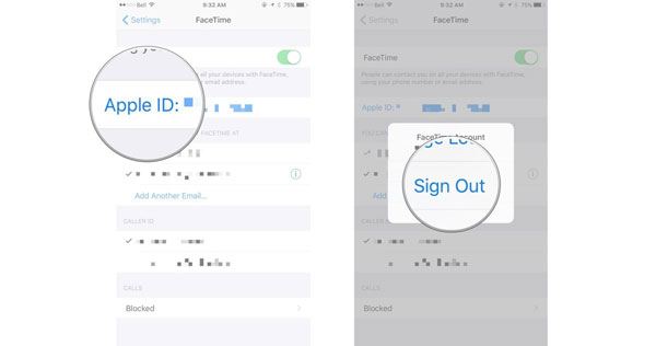 sign out and sign in with apple id