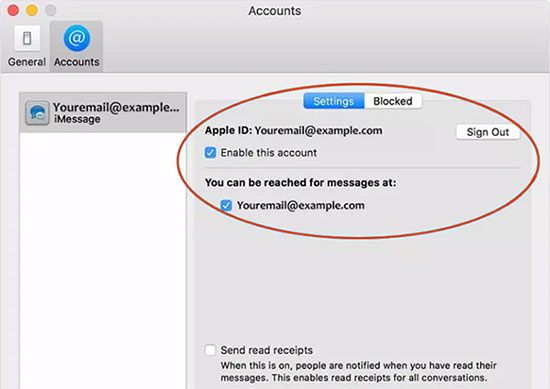 sign out and sign in to imessages on mac