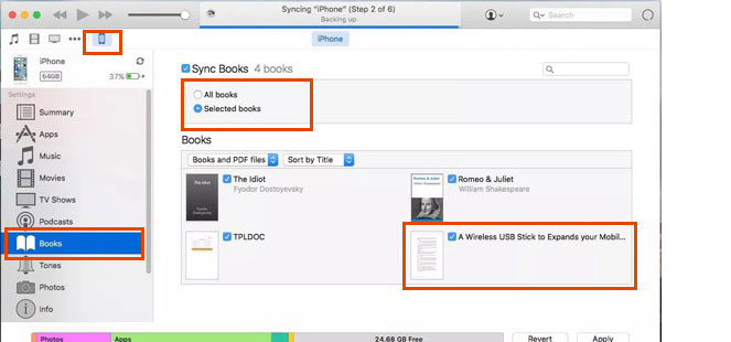 how to sync ibooks from iphone to ipad via itunes