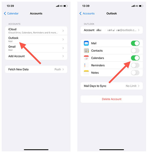 enable calendar sync for outlook