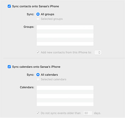 how to sync iphone contacts with mac via finder