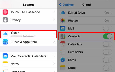 enable icloud contacts sync
