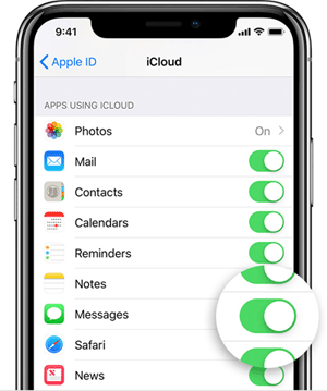 enable messages from icloud