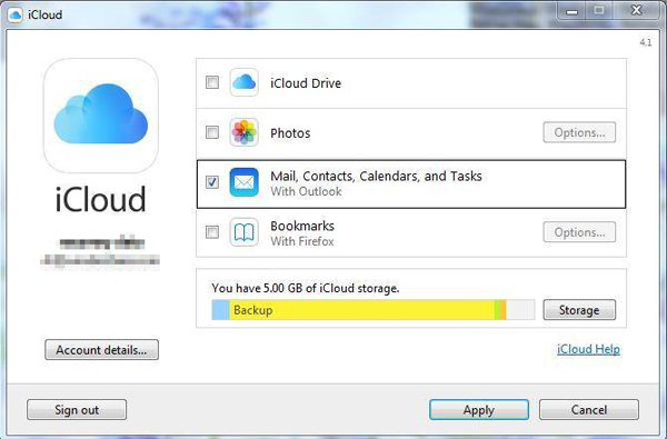 download backup data from icloud via control panel