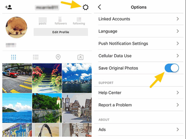 copy instagram photos to iphone