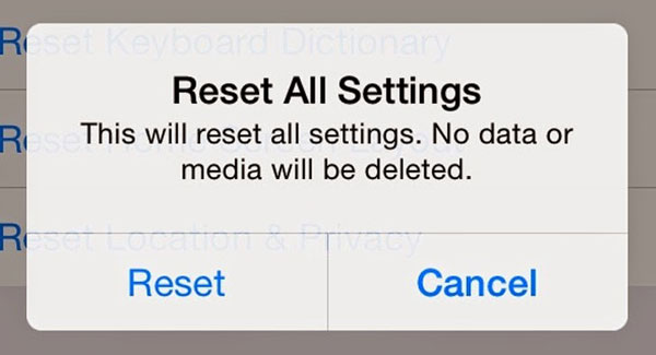 reset iphone settings to fix iphone clicking on its own