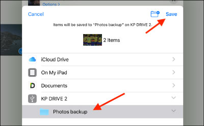 transfer photos from ipad to usb stick without computer