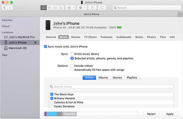 get songs on itunes to iphone on newer mac