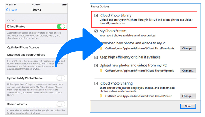 export photos and videos from iphone to windows 10 with icloud photos