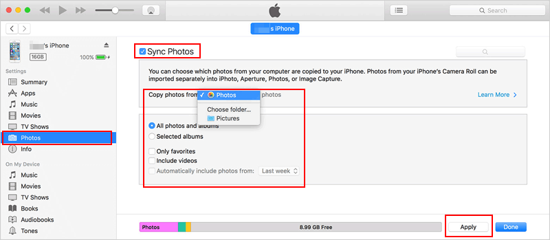 how to transfer pictures from macbook to ipad with itunes