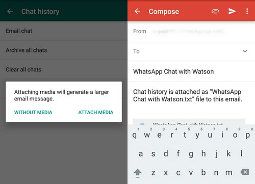 back up whatsapp chat without google drive via email