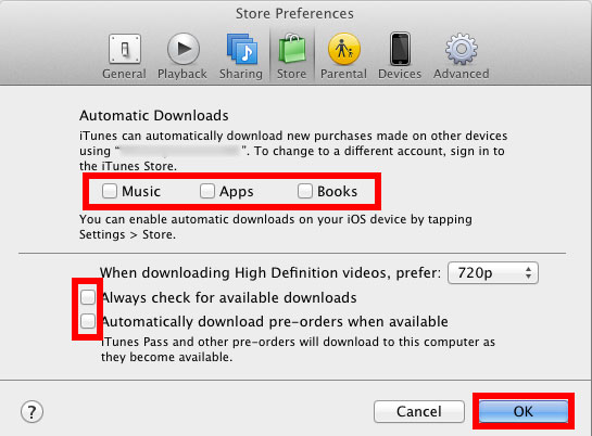 disable auto download to speed up itunes