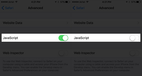 turn off javascript