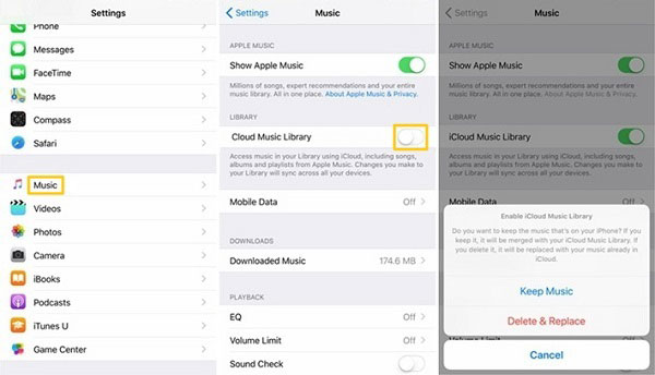 disable icloud music library