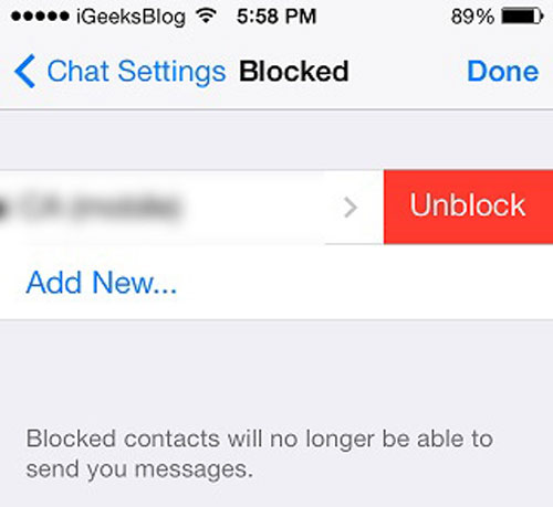 unblock contacts on whatsapp