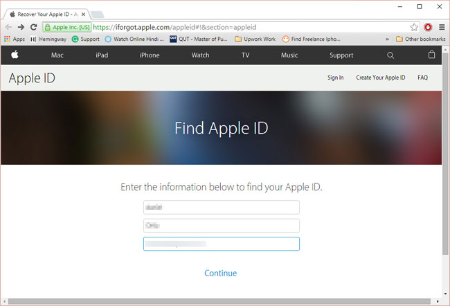 unlock apple id by resetting password