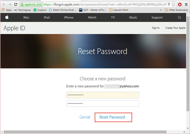 confirm new password for your apple id