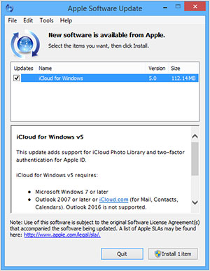 update icloud drive on windows