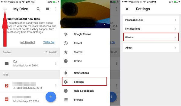 how to download photos to iphone from google drive