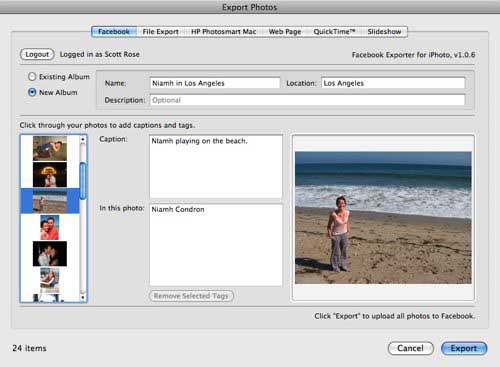 export photos from iphoto to facebook