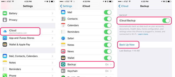 backup iphone calendars with icloud