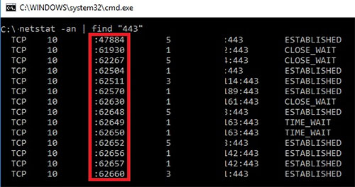 verify the status of port 443 to fix icloud calendar not syncing