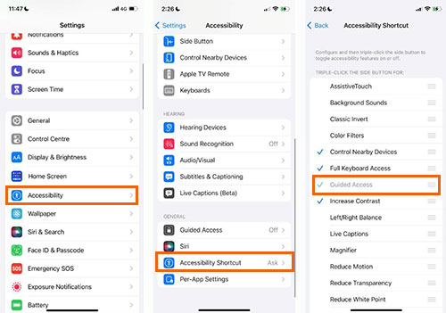check accessibility shortcut