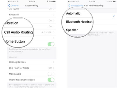 adjust call audio routing