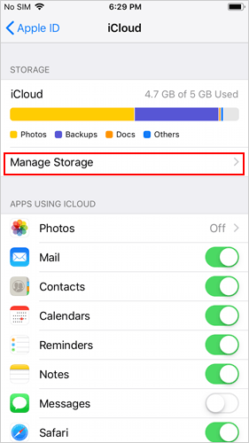 check icloud storage on iphone