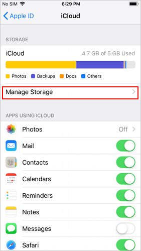 manage icloud storage