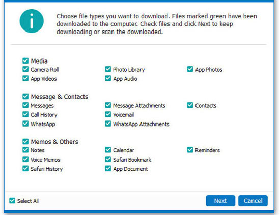 choose file types for scanning