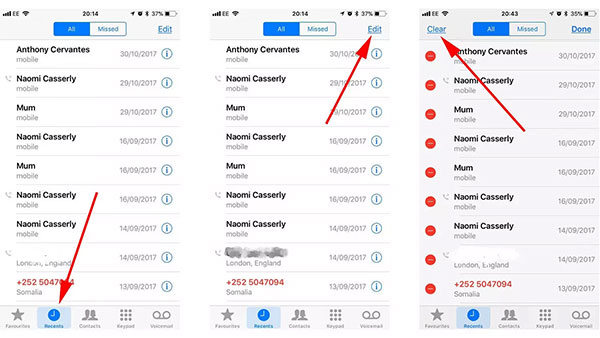 delete call logs on iphone