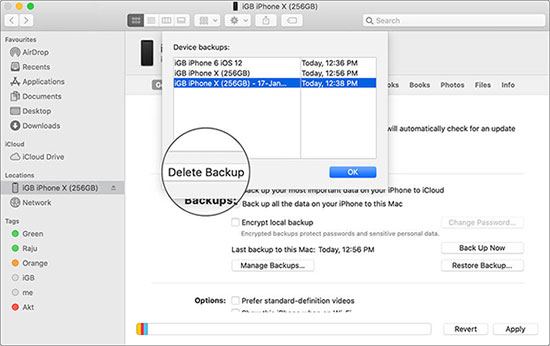 how to delete iphone backup files on mac