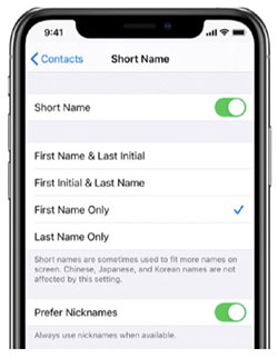 reenable short name to fix all contacts not showing on iphone